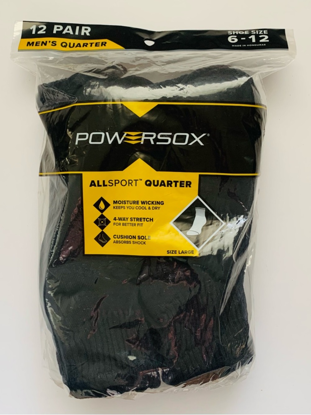 Powersox Allsport Moisture Wicking Men’s Quarter Socks (12pr.)